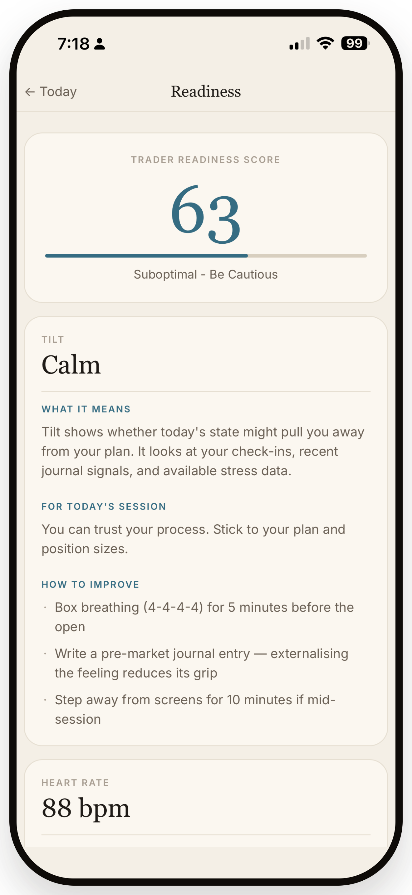 Readiness check — Trader Headspace