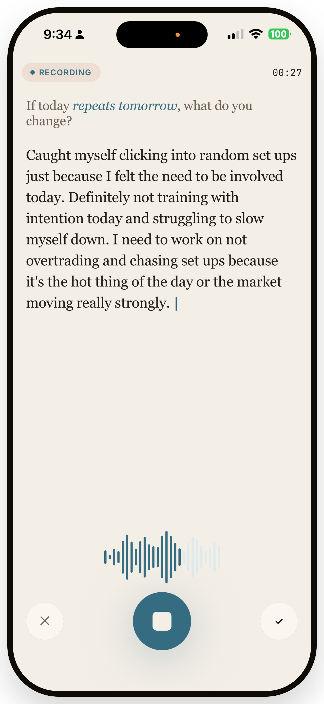 Voice journal — Trader Headspace