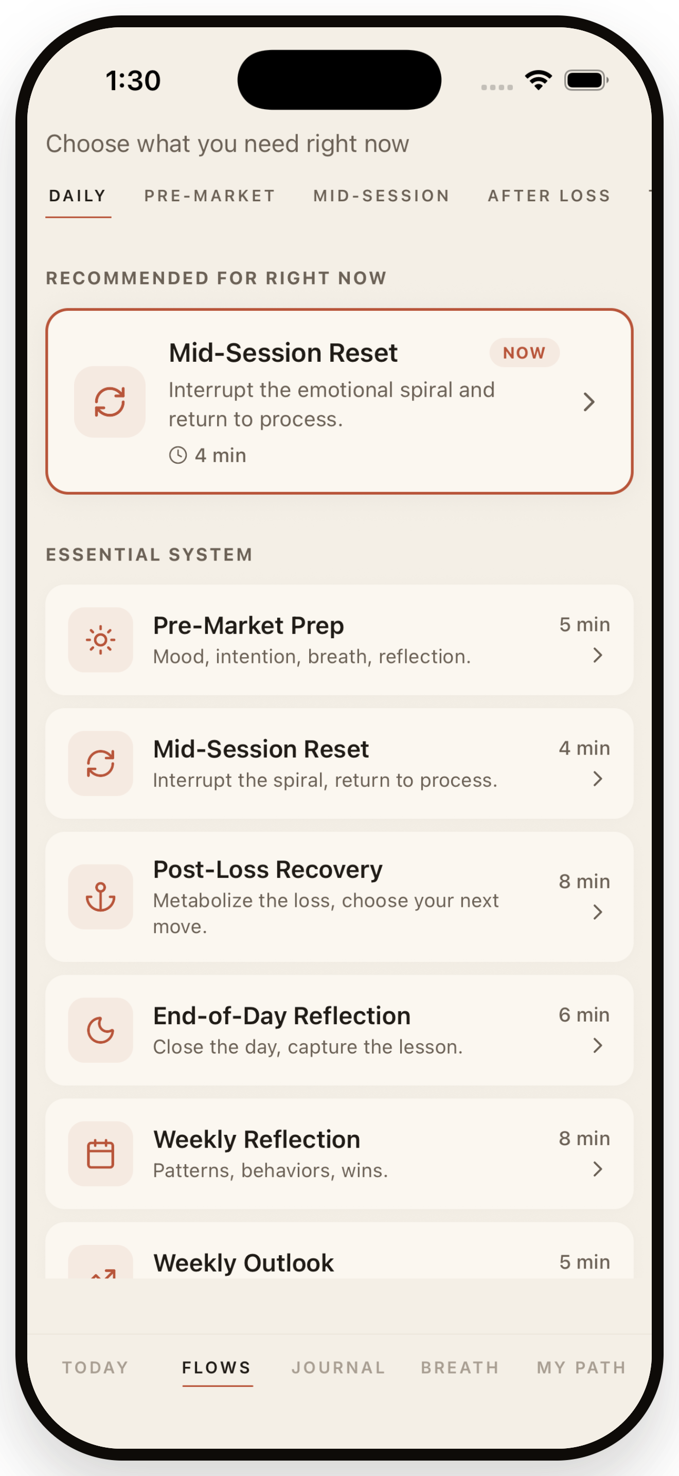 Trader Headspace Flows